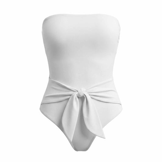 ZIMMERMANN WHITE 'RIDERS' TIE WAIST ONE-PIECE SWIMSUIT - SIZE 0 (US 4)