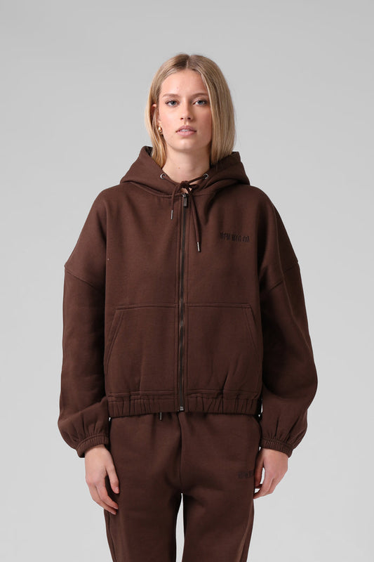 Zip Thru Hood - Brunette Brown